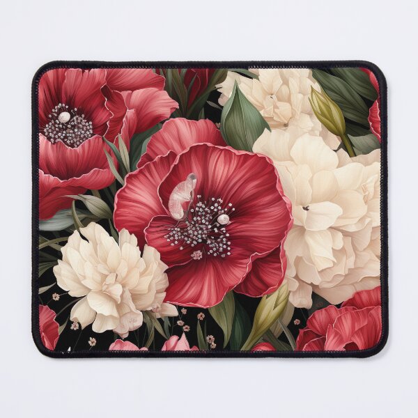 Item preview, Floral pattern with red and white peonies designed and sold by Leylita Design.
