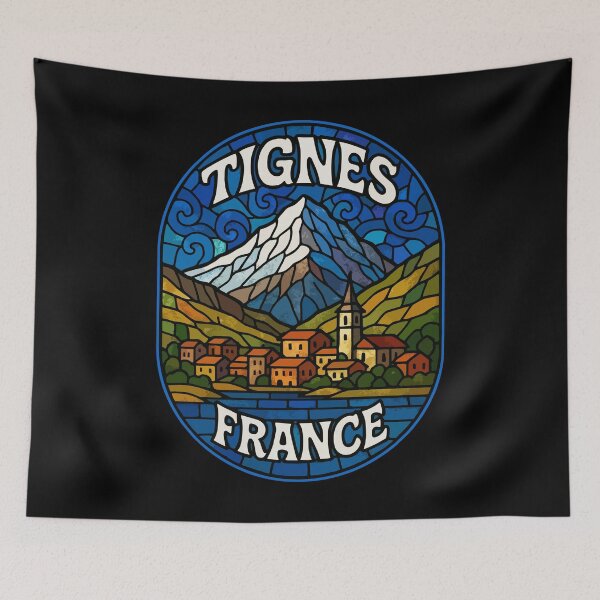 Item preview, Tignes France Europe Stained Glass Art Travel designed and sold by TomFrontierArt.