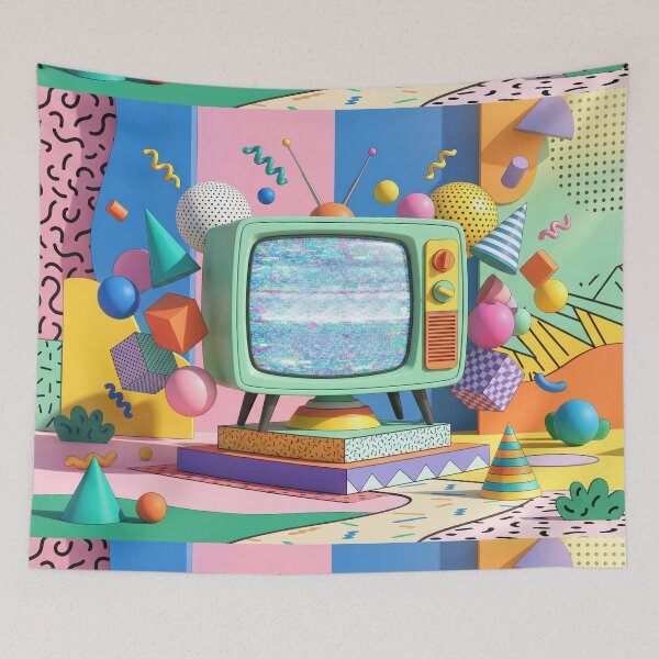 Item preview, Retro TV with 80s geometric shapes designed and sold by AnnArtshock.