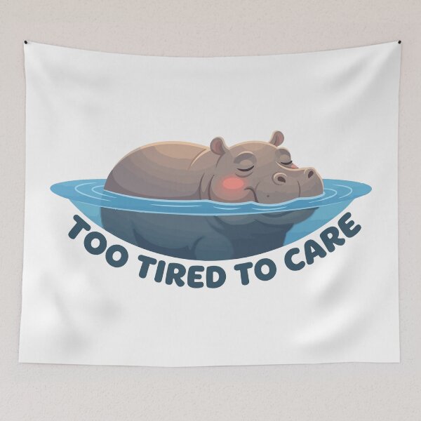 Item preview, Too Tired To Care Sleeping Hippopotamus designed and sold by Petzzz.