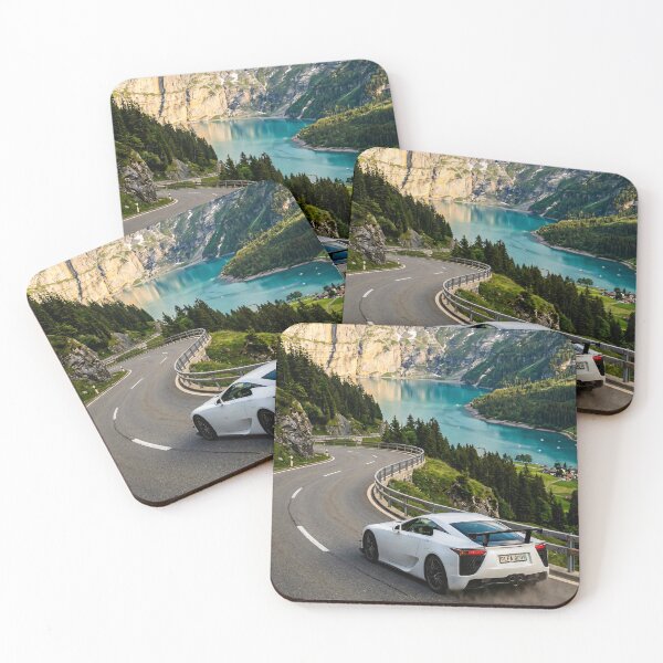 Item preview, Exotic car driving above turquoise lake designed and sold by RevUpDesign.