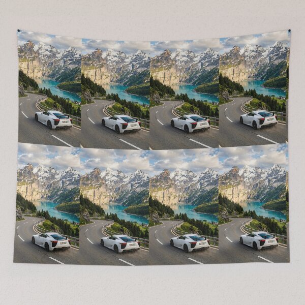 Item preview, Exotic car driving above turquoise lake designed and sold by RevUpDesign.