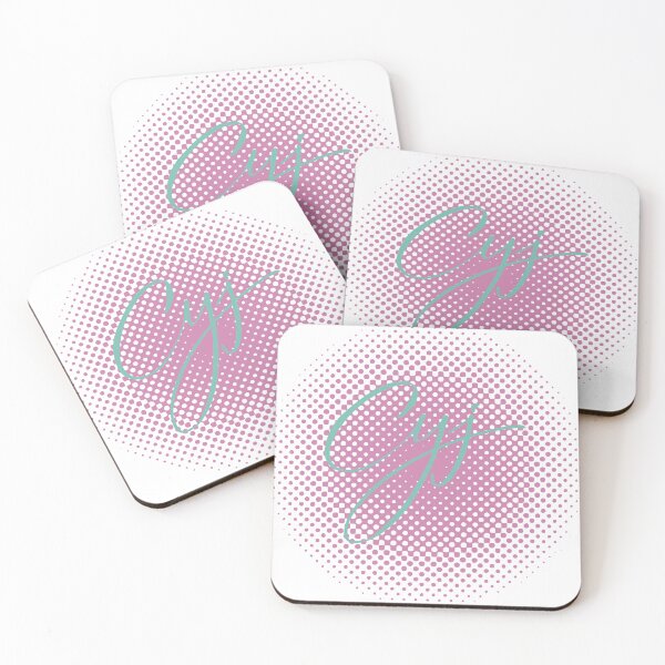 Item preview, C Y J Signature Logo in Pink Mint Dot Background designed and sold by cyj1978store.