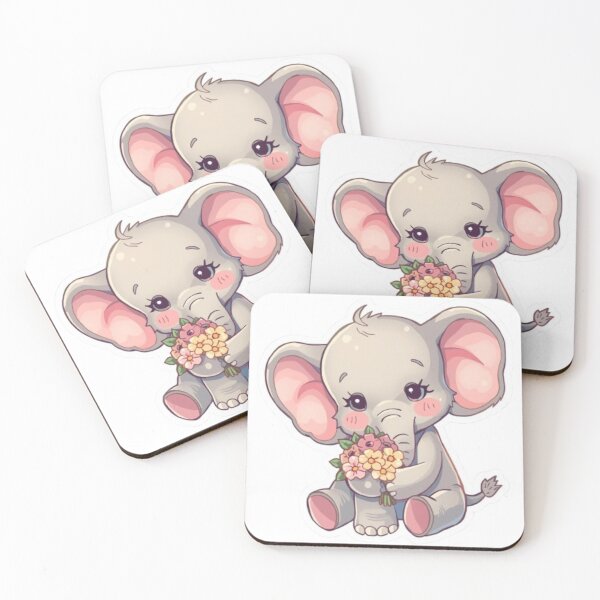 Item preview, Adorable Baby Elephant with a Bouguet - Pastel Floral Design designed and sold by DigitfanStudio.