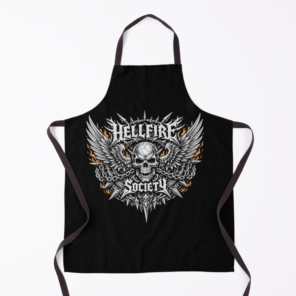 Item preview, Hellfire Society - Symmetrical Metal Emblem Skull & Flaming Wings designed and sold by MKreative Studio.