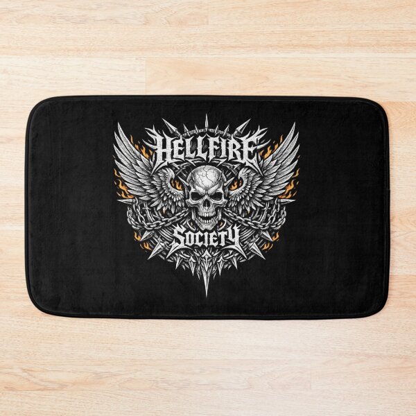 Item preview, Hellfire Society - Symmetrical Metal Emblem Skull & Flaming Wings designed and sold by MKreative Studio.