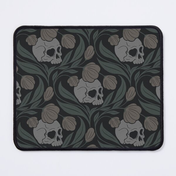 Item preview, Floral Skull grey tone pattern designed and sold by Guided by Light Art.