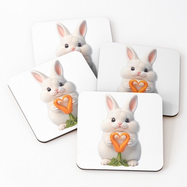 Item preview, Cute Bunny with Carrot Heart – Healthy Love Rabbit Art designed and sold by lovelistivkaa.
