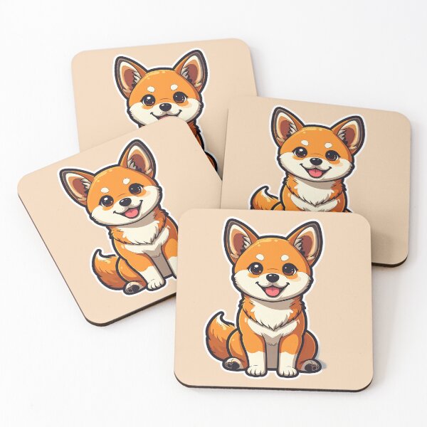 Item preview, Cute Shiba Inu Puppy Sticker | Kawaii Cartoon Fox Dog | Smiling Japanese Dog Art designed and sold by PuffyInk.