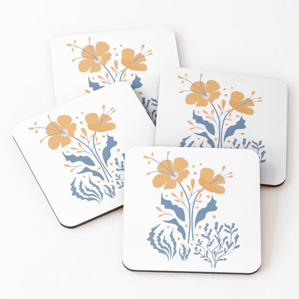 Item preview, Indigo & Tangerine Blooms designed and sold by Kozee.