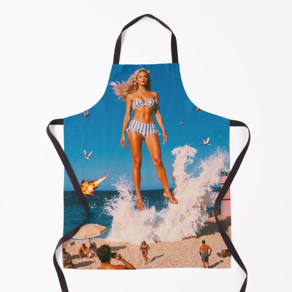 Item preview, Attack of the Giant Beach Pin-Up - Retro Sci-Fi B-Movie Surreal Art designed and sold by MissSaylor.