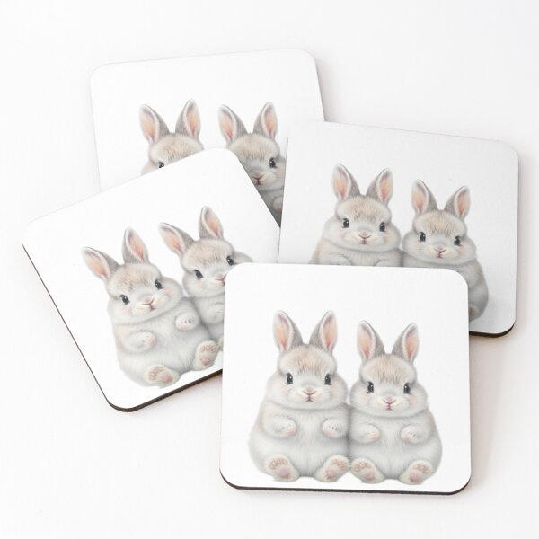 Item preview, Two Little Fluffy Bunnies – Best Friends Animal Art designed and sold by lovelistivkaa.