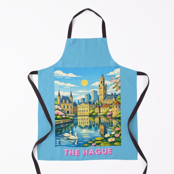 Item preview, The Hague Netherlands lake skyline swan travel poster designed and sold by MatthewHeights.