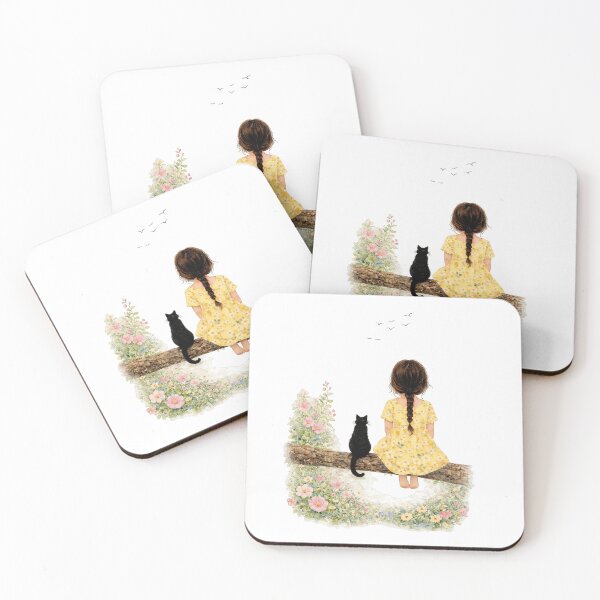 Item preview, Girl and Black Cat on Branch designed and sold by Liededrom..