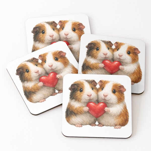Item preview, Two Cute Guinea Pigs Holding a Heart – Watercolor Animal Love Art designed and sold by lovelistivkaa.