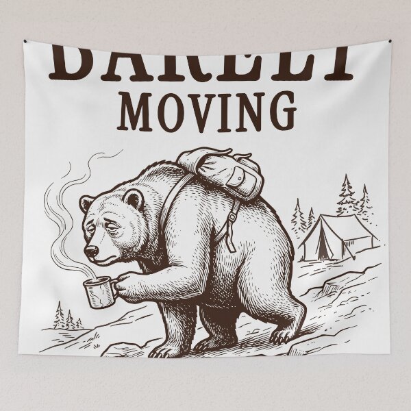 Item preview, Bear Tired Camping Design, Morning Coffee Illustration designed and sold by TeeVerse27.