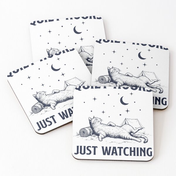 Item preview, Cat Calm Camping Design, Quiet Night Illustration designed and sold by TeeVerse27.