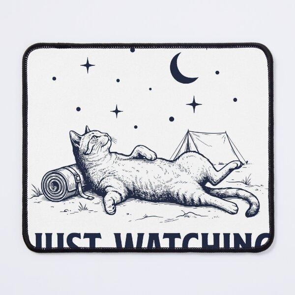 Item preview, Cat Calm Camping Design, Quiet Night Illustration designed and sold by TeeVerse27.
