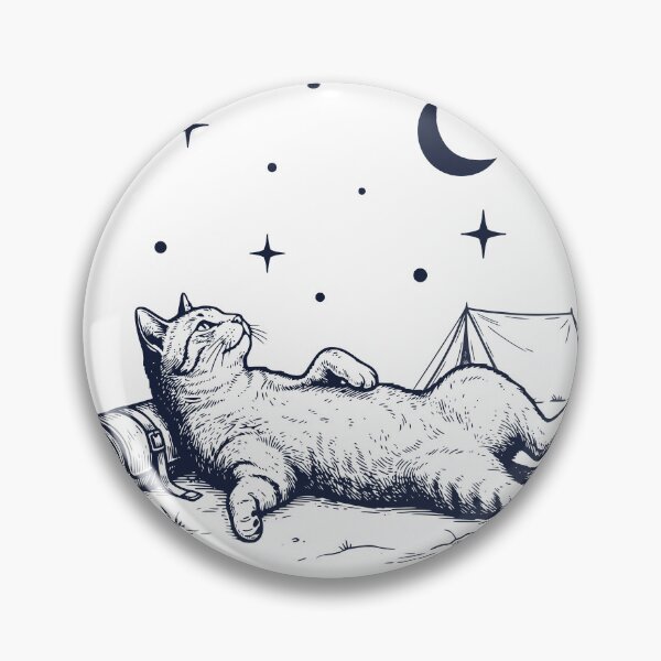 Item preview, Cat Calm Camping Design, Quiet Night Illustration designed and sold by TeeVerse27.