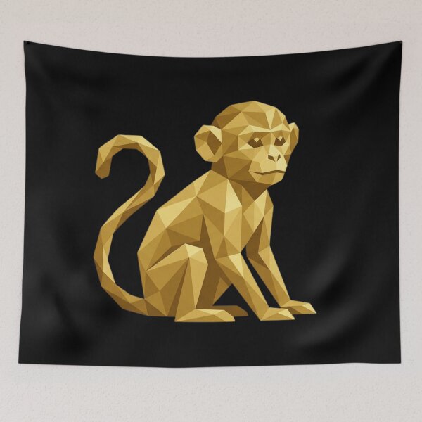 Item preview, Geometric Golden Monkey – Low Poly Ape Sticker for Modern Art Lovers designed and sold by bsbd-action.