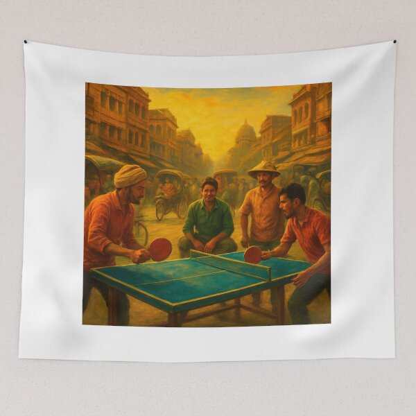 Artikelvorschau, Lebendiges Straßen-Tischtennis – Künstlerisches Tischtennis-Match-T-Shirt entworfen und verkauft von OhMyPingCo.