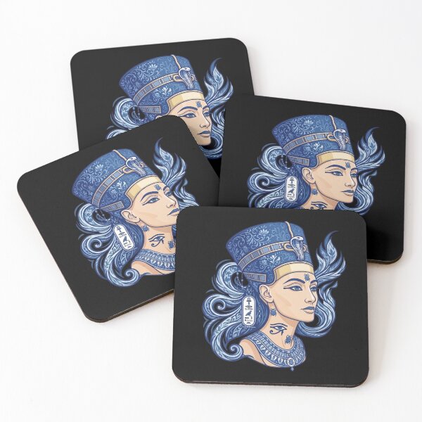 Item preview, Nefertiti Blue Porcelain Queen – Egyptian Scarab & Eye of Horus Art designed and sold by Queen Cleopatra.