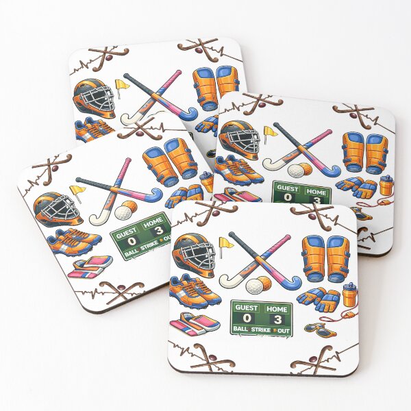 Item preview, Field Hockey Equipment and Scoreboard Illustration Featuring Sticks, Helmet, Shoes, Pads and Accessories designed and sold by FireOrchid.