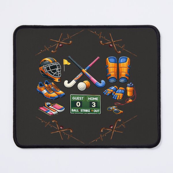 Item preview, Field Hockey Equipment and Scoreboard Illustration Featuring Sticks, Helmet, Shoes, Pads and Accessories designed and sold by FireOrchid.