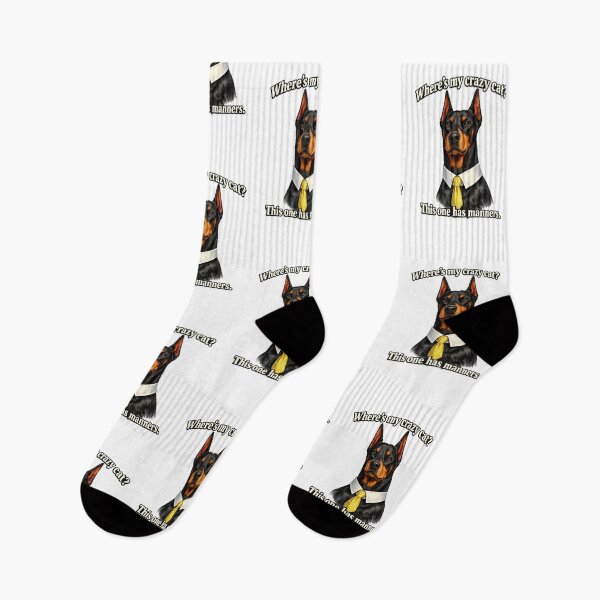 Item preview, Where’s My Crazy Cat? Funny Dog Doberman With Manners Meme Cat vs Dog Humor designed and sold by MarekoraStudio.