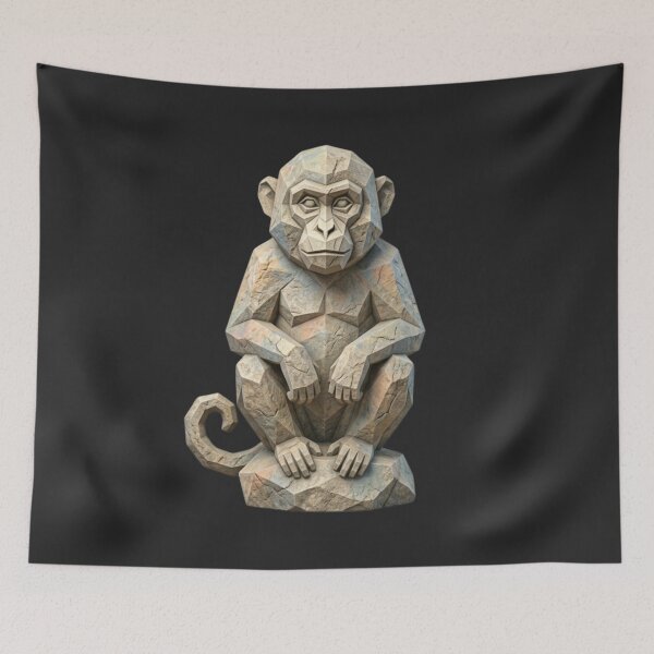 Item preview, Stone Monkey Statue – Sculptural Ape Art for Zen and Relaxing Decoration designed and sold by bsbd-action.