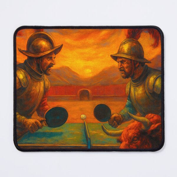 Item preview, The Golden Hour Duel - Conquistador Table Tennis Battle Art T-Shirt designed and sold by OhMyPingCo.