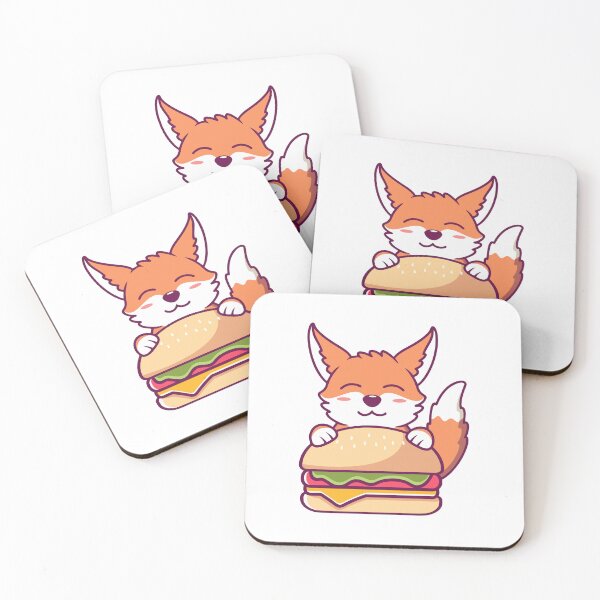 Item preview, Happy Fox Eating Giant Cheeseburger designed and sold by ringgokliya.