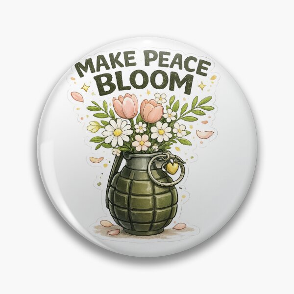 Item preview, Make Peace Bloom Sticker – Grenade Flower Vase Peace Design designed and sold by Puraenergia Stickers.