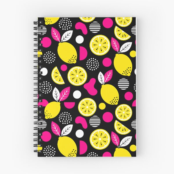 Item preview, Modern Lemon Pattern Bold Citrus Black designed and sold by FunnyTeeByMe.