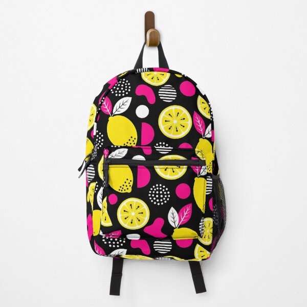 Item preview, Modern Lemon Pattern Bold Citrus Black designed and sold by FunnyTeeByMe.