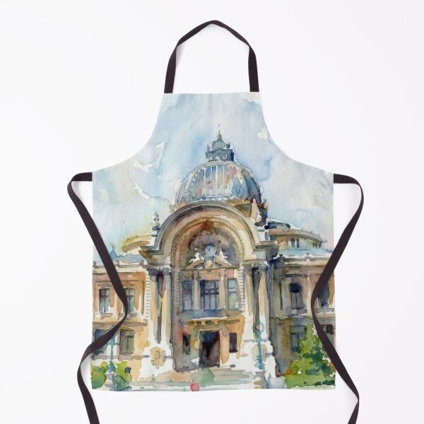 Item preview, CEC Palace Bucharest – Watercolor Architectural Painting designed and sold by caracatita75.