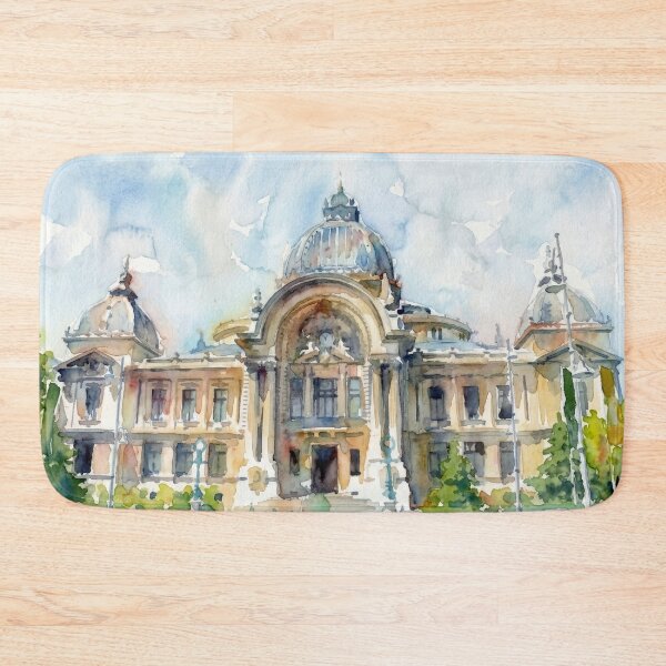 Item preview, CEC Palace Bucharest – Watercolor Architectural Painting designed and sold by caracatita75.