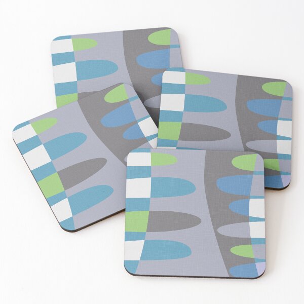 Item preview, MCM abstract shapes - shades of gray, blue and green designed and sold by JMgraphic.
