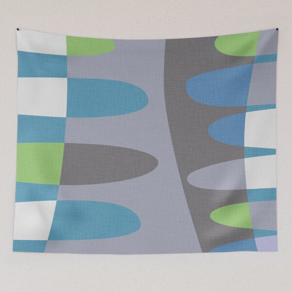 Item preview, MCM abstract shapes - shades of gray, blue and green designed and sold by JMgraphic.