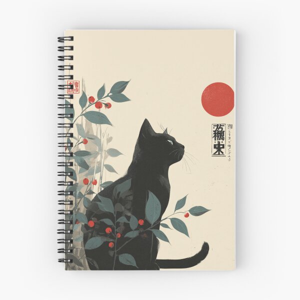 Item preview, Japanese Style Poster Black Cat Floral Art designed and sold by GrinGalore.