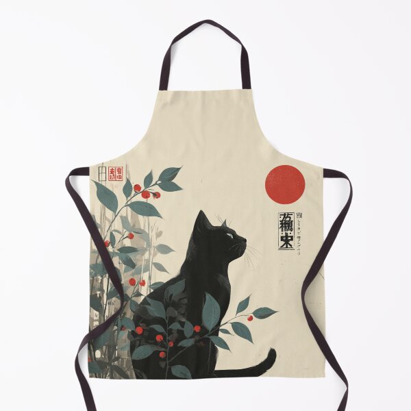 Item preview, Japanese Style Poster Black Cat Floral Art designed and sold by GrinGalore.