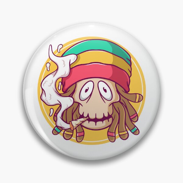Item preview, Cartoon Rasta Skull with Dreadlocks and Joint designed and sold by ringgokliya.