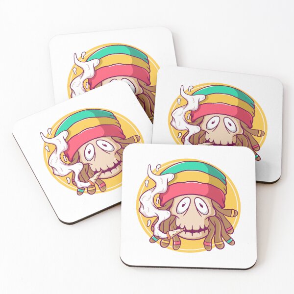 Item preview, Cartoon Rasta Skull with Dreadlocks and Joint designed and sold by ringgokliya.