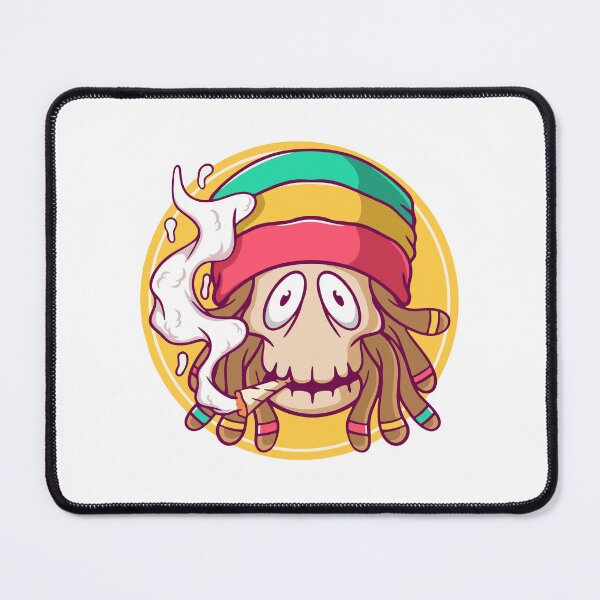 Item preview, Cartoon Rasta Skull with Dreadlocks and Joint designed and sold by ringgokliya.