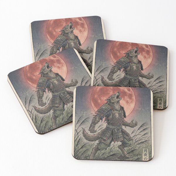Item preview, Samurai Werewolf Howling at Blood Moon - Vintage Japanese Ukiyo-e Art designed and sold by Vandy Fullam.