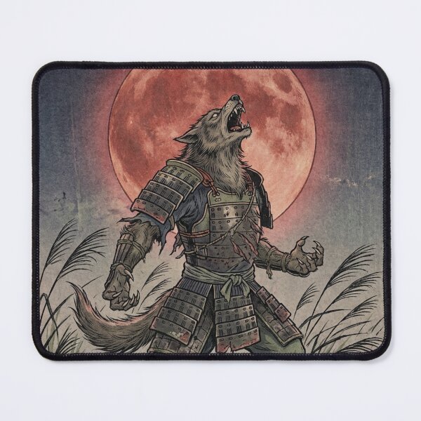 Item preview, Samurai Werewolf Howling at Blood Moon - Vintage Japanese Ukiyo-e Art designed and sold by Vandy Fullam.