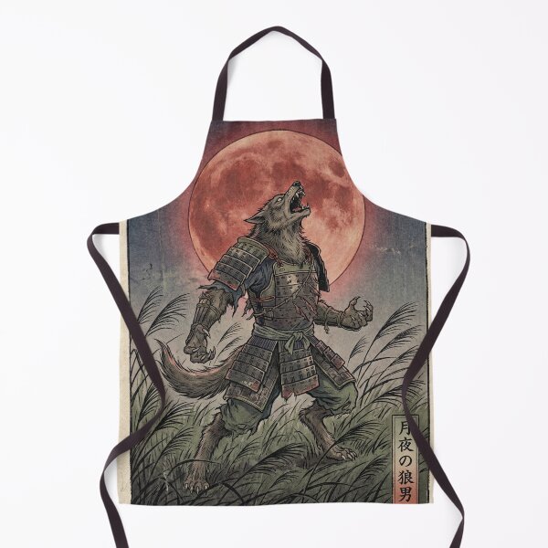 Item preview, Samurai Werewolf Howling at Blood Moon - Vintage Japanese Ukiyo-e Art designed and sold by Vandy Fullam.