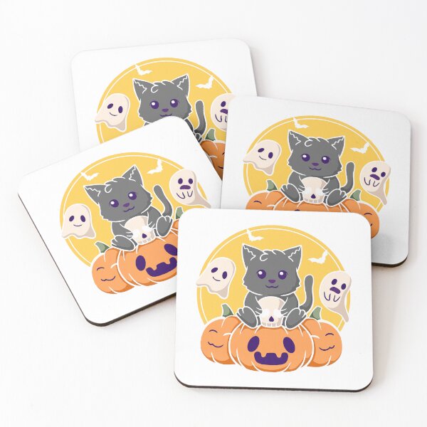 Item preview, Cute Black Cat Halloween Pumpkins and Ghosts designed and sold by ringgokliya.