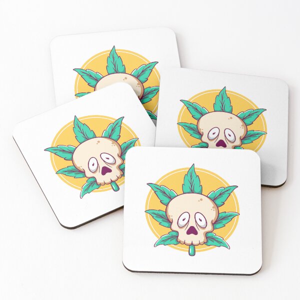 Item preview, Cannabis Weed Leaf Skull Cartoon Illustration designed and sold by ringgokliya.
