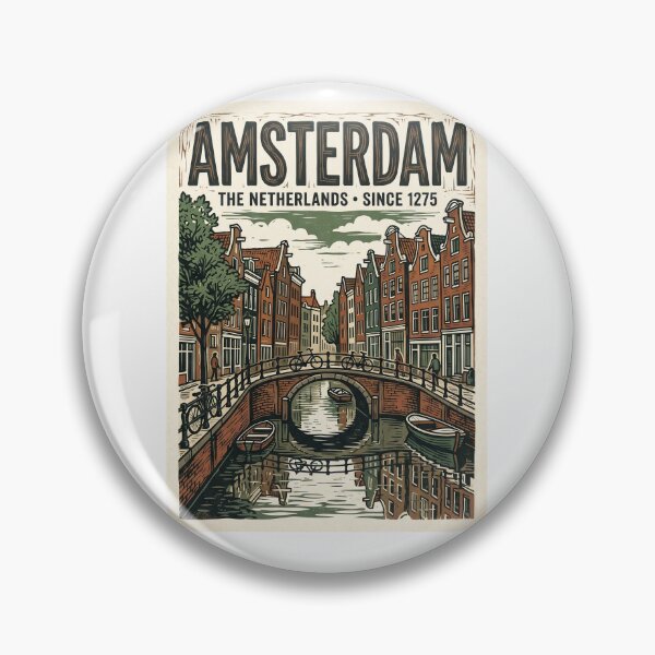 Item preview, Amsterdam Vintage Woodblock Canal Print Dutch City Travel T-Shirt designed and sold by Egyptian king ⭐⭐⭐⭐⭐.